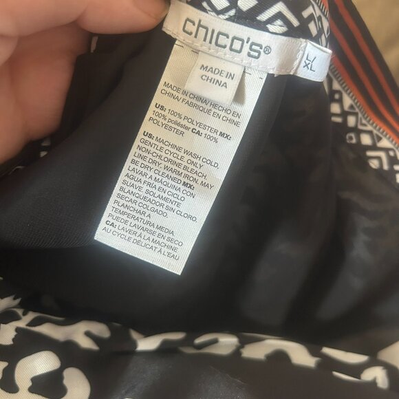 NWOT Chico's Bold Motif Printed Chiffon Kimono Boho Chic Artsy Duster L/XL - Picture 14 of 15